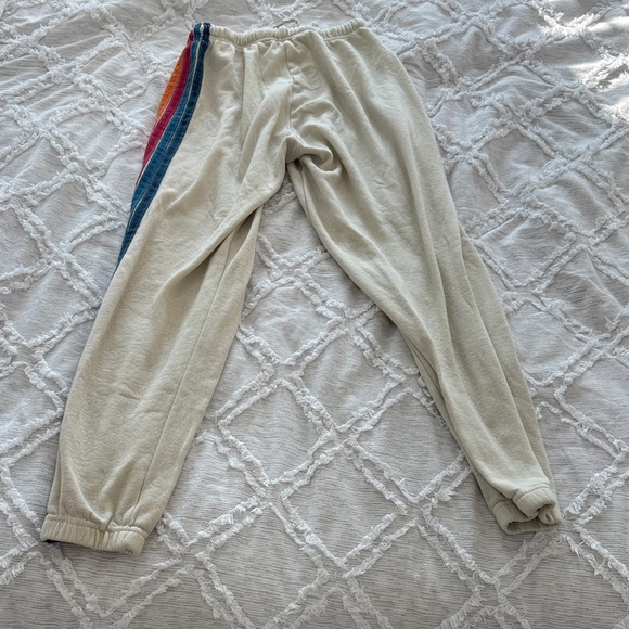Aviator Nation Cream Sweatpants with Rainbow Stripe - Picture 2 of 2